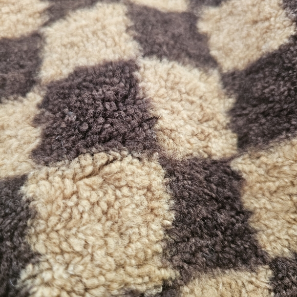 Lulus On My Checklist Tan and Brown Checkered Cropped Teddy Jacket - Picture 10 of 15